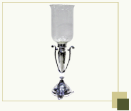 Glass Hurricane on stand with Pewter Finish