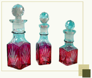 Hanpainted red perfume bottle with tapered top