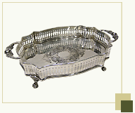 Silver Plated Glass Tray with Handcarved Mirror