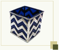 Blue Glass Votive with Silver Work