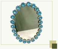 Oval Mirror Frame with Blue glass beads