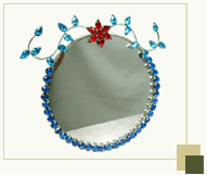 Circular Mirror Frame with blue glass beads