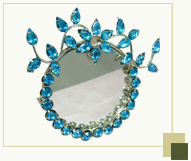 Circular Mirror Frame with blue glass beads