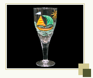Handpainted Champagne Sailboat Glass
